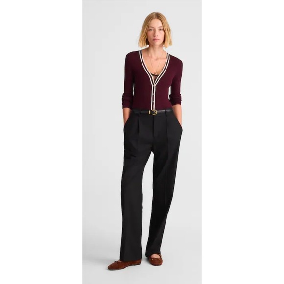 Madewell Pants - Madewell Women 14 Slouchy Black Trousers Pleated Wide Leg Brushed Twill